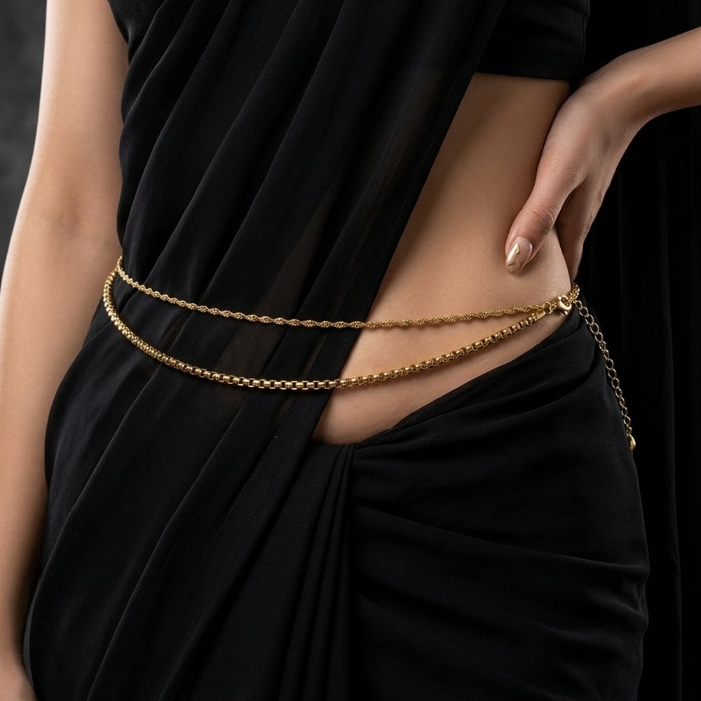 Handmade Stainless Steel 18K Gold Double Waist Chain